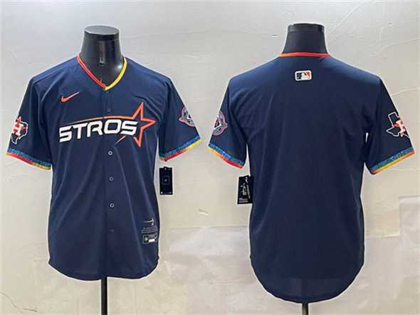 Mens Houston Astros Blank Navy 2025 City Connect With Texas Patch Limited Stitched Jersey